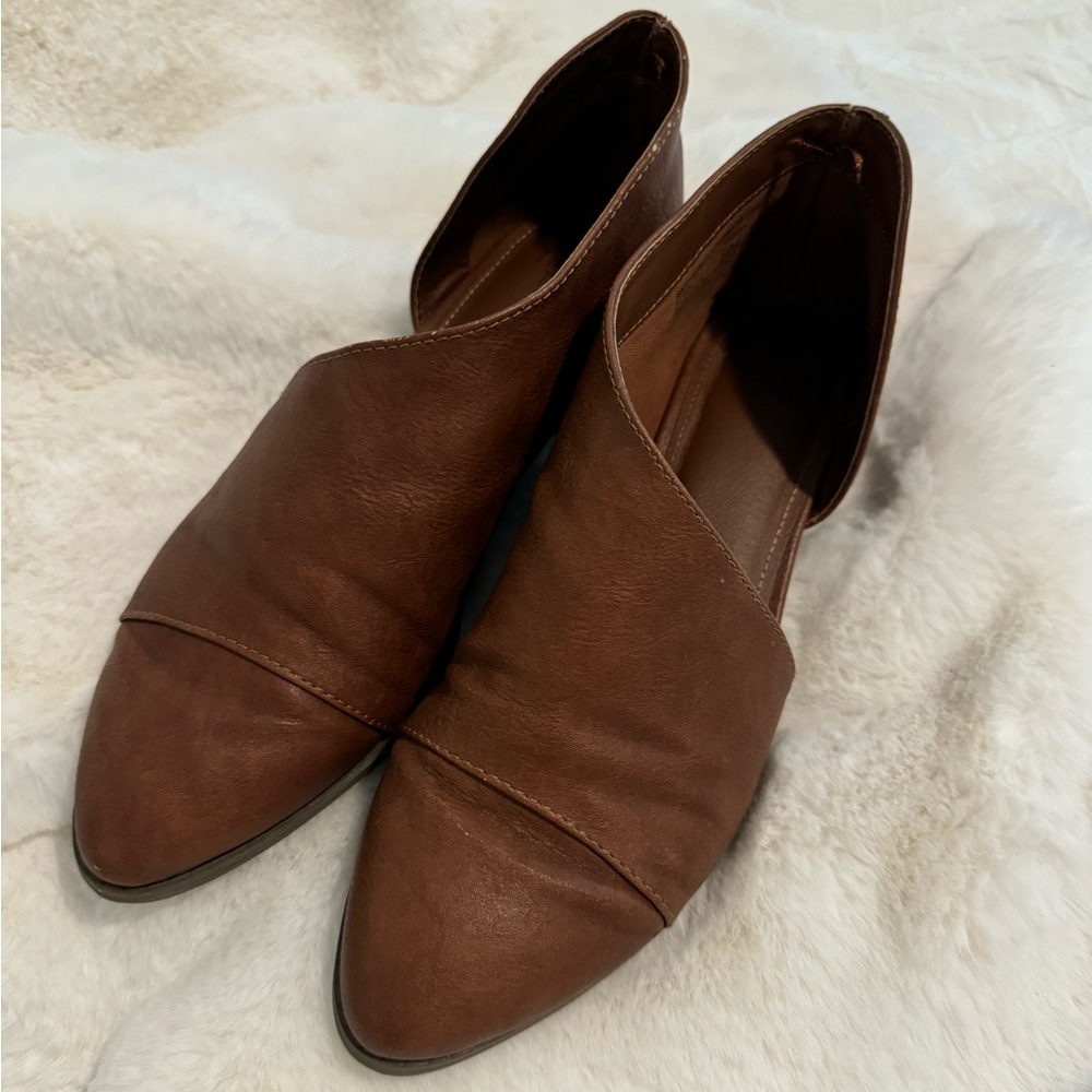 Brown Faux Leather Flats (8.5)